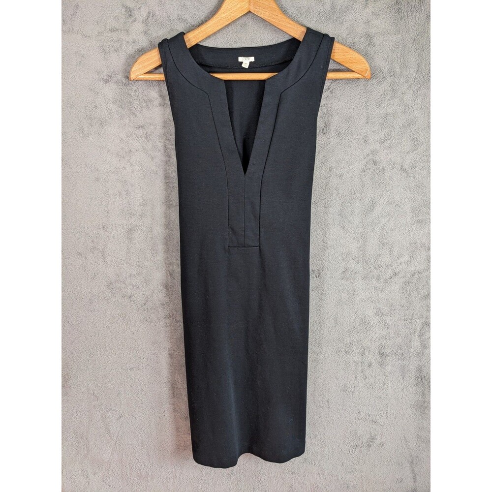 J.Crew Dress Black Shift Work Cotton Knit Sleeveless Belted Size Small Classic